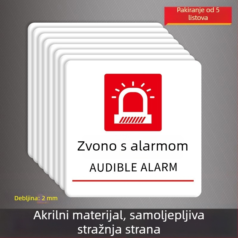 Beilong acryl požarna sigurnosna oznaka — ručni alarm gumb, prilagodljivo, zvukovno i svjetlosno signaliziranje
