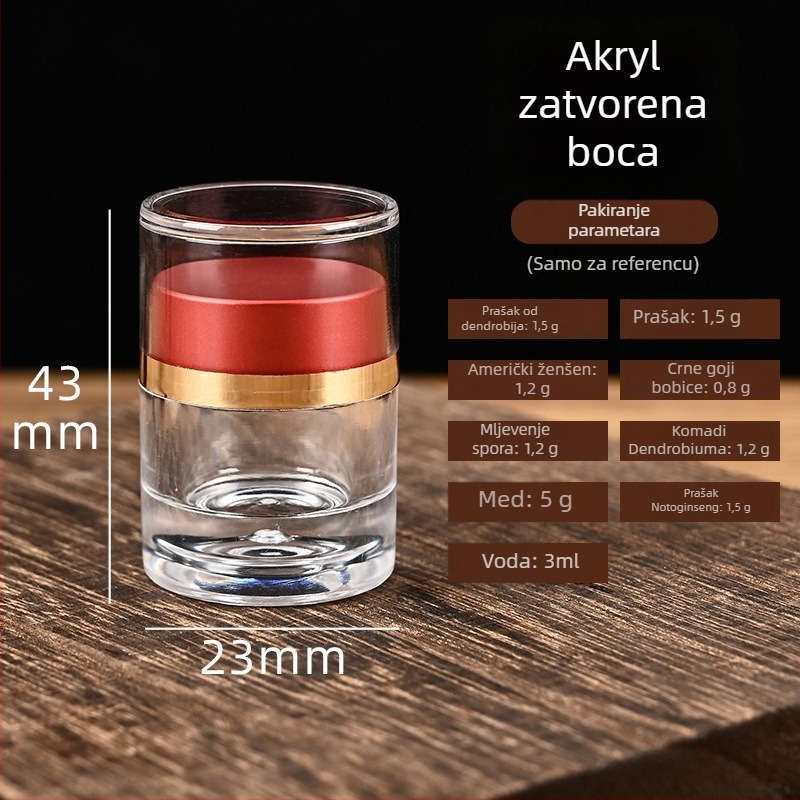 Prozirna plastična boca za kapsule od akrila, prehrambena kvaliteta, Cordyceps kapsule, kapacitet 3ml/6ml/13ml/30ml, prilagođeni logotip