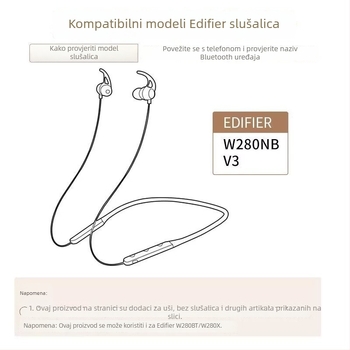 Silikonske ušne kapice i krilce za Edifier W280NB neckband Bluetooth slušalice — reljefna izrada, oblik polu paketa, opći stil, kompatibilno OPPO