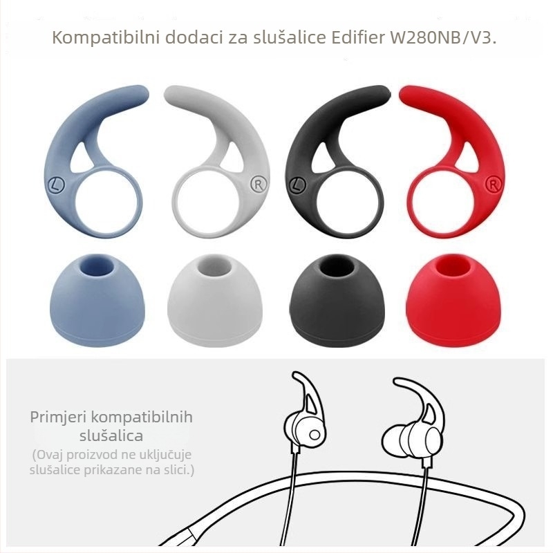 Silikonske ušne kapice i krilce za Edifier W280NB neckband Bluetooth slušalice — reljefna izrada, oblik polu paketa, opći stil, kompatibilno OPPO