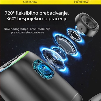 Gimbal za mobilni telefon s AI za panoramsko snimanje i livestream, s daljinskim upravljačem, IBIS stabilizacijom i LED rasvjetom