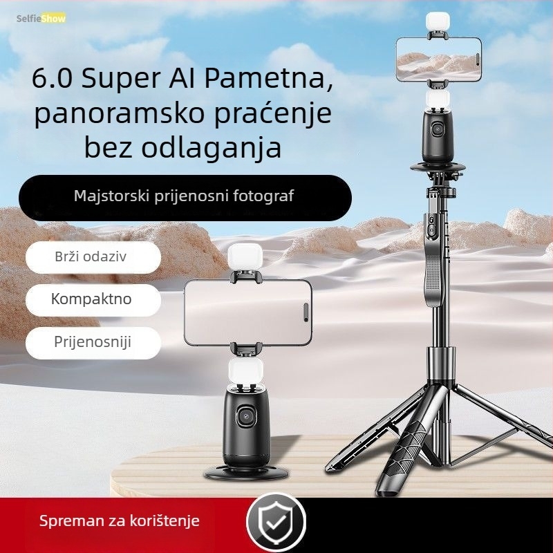 Gimbal za mobilni telefon s AI za panoramsko snimanje i livestream, s daljinskim upravljačem, IBIS stabilizacijom i LED rasvjetom