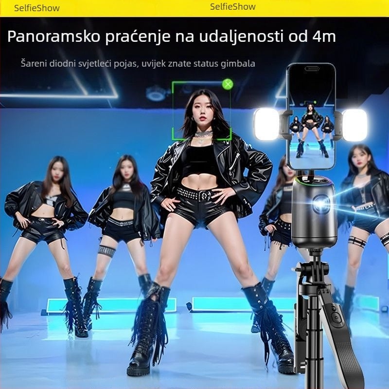 Gimbal za mobilni telefon s AI za panoramsko snimanje i livestream, s daljinskim upravljačem, IBIS stabilizacijom i LED rasvjetom
