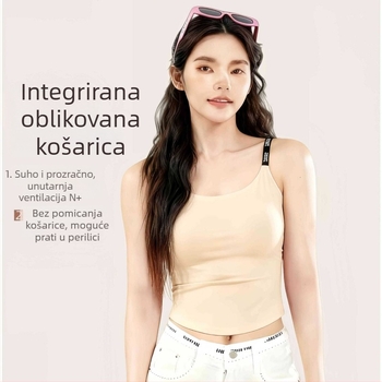 Bezšavni ženski sportski grudnjak s ugrađenim košaricama, vanjski camisole top s naramenicama, joga i fitness odjeća, brzo se suši