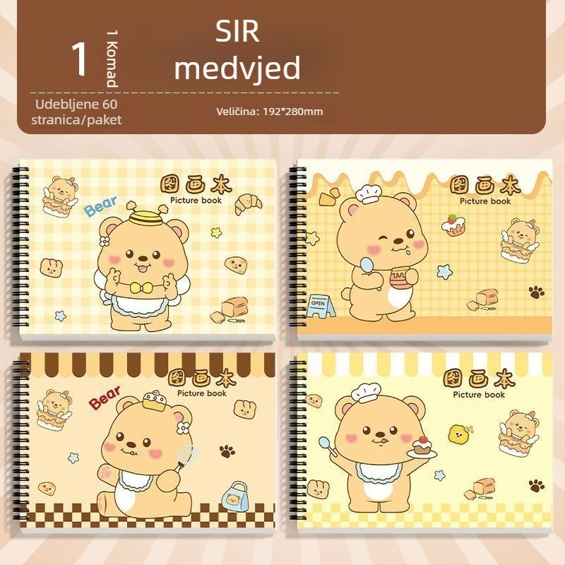 Knjiga za crtanje sa spiralnim povezom, debeo papir, otporno na prodiranje tinte, 30 listova