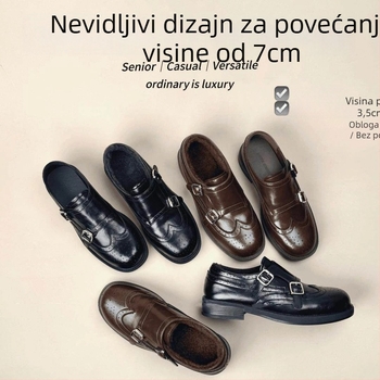 Ženske loaferice od mikrovlakana s 7 cm povećanjem visine, kvadratni vrh, gumeni potplat