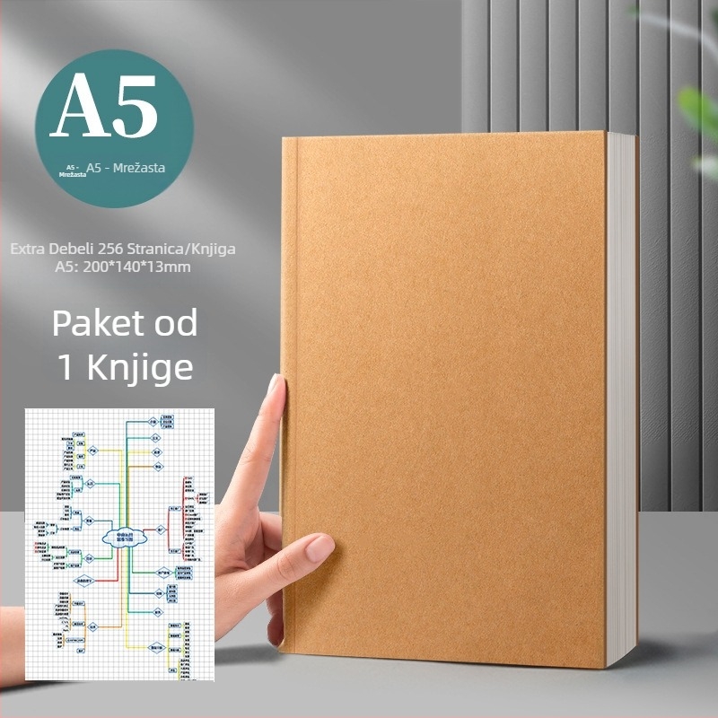 Bilježnica s labavim listovima, korica od Kraft papira, Dowling papir, 75 g/m², 200–300 stranica