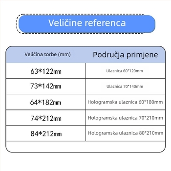 Prozirna samoljepljiva kapsa za ulaznice i kartice, CPP laserski film, samoljepljiva stražnja ploča, tolerancija 2 mm