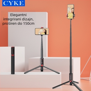 Cyke Bluetooth selfie stativ, produžen, kompaktna podna i stolna držač za telefon NCC (Materijal: aluminijska legura + ABS + PC; Bluetooth: Da; Daljinski upravljač: Uključeno; Prilagodba: Podržana)