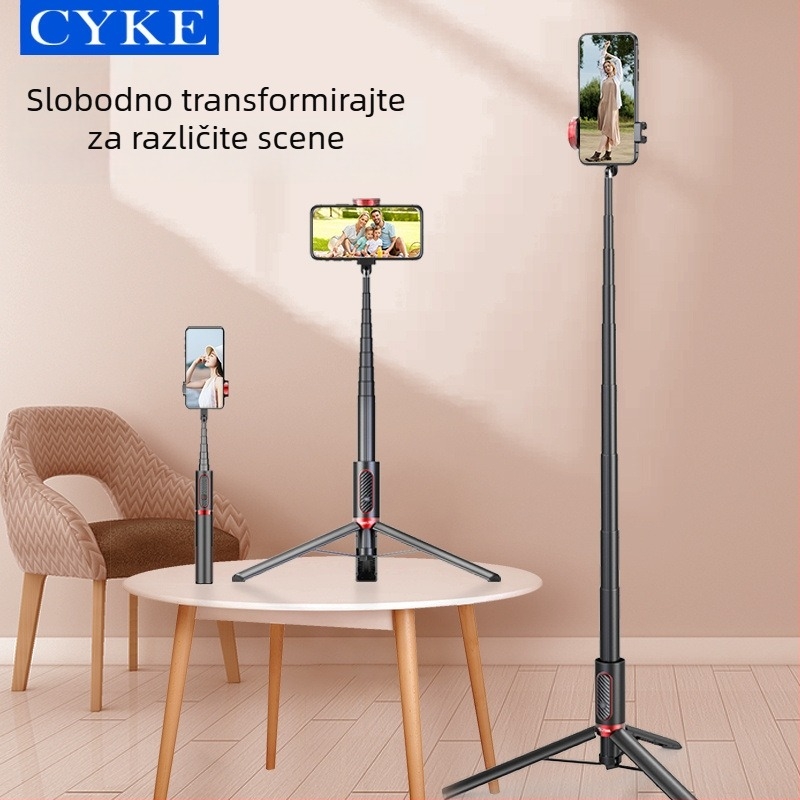 Cyke Bluetooth selfie stativ, produžen, kompaktna podna i stolna držač za telefon NCC (Materijal: aluminijska legura + ABS + PC; Bluetooth: Da; Daljinski upravljač: Uključeno; Prilagodba: Podržana)