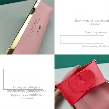 Stolna kutija za pohranu od kože s dvostrukim PU, sklopiva bez poklopca, kapacitet 0,8 L, model SJM0029