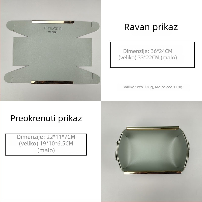 Stolna kutija za pohranu od kože s dvostrukim PU, sklopiva bez poklopca, kapacitet 0,8 L, model SJM0029