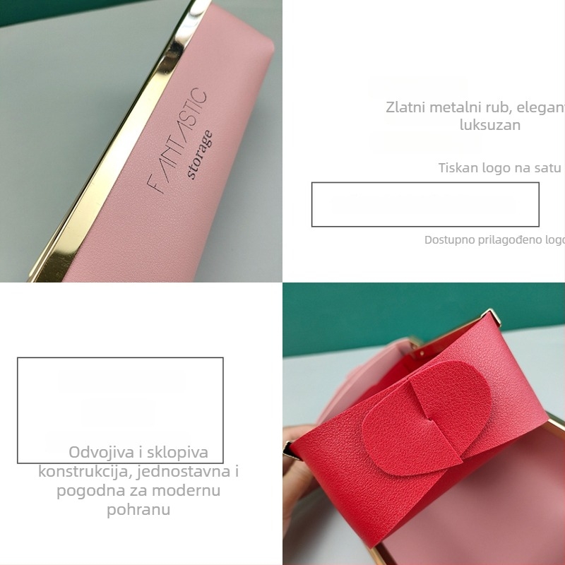 Stolna kutija za pohranu od kože s dvostrukim PU, sklopiva bez poklopca, kapacitet 0,8 L, model SJM0029
