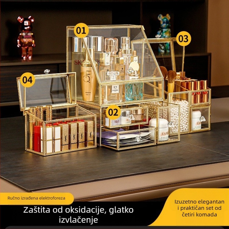 Staklena kutija za kozmetiku – set s preklopnim poklopcem, japanski stil, kapacitet 18