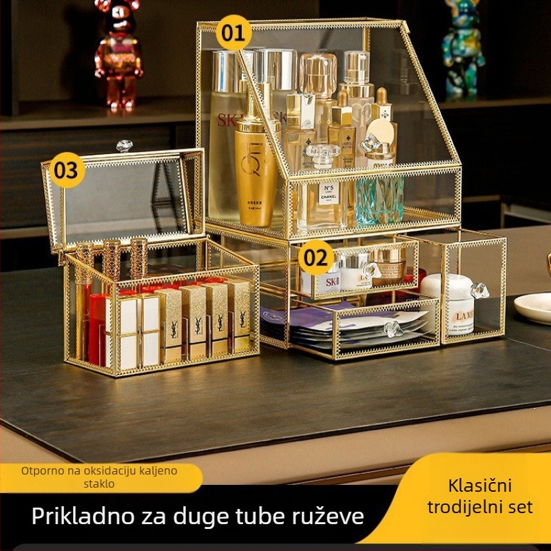 Staklena kutija za kozmetiku – set s preklopnim poklopcem, japanski stil, kapacitet 18