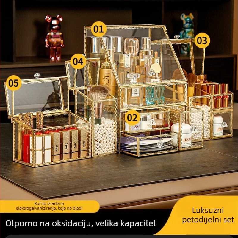Staklena kutija za kozmetiku – set s preklopnim poklopcem, japanski stil, kapacitet 18