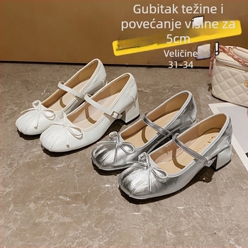 Ženske Mary Jane cipele, okrugli vrh, mikrovlakna koža, niski vrh, 3–5 cm peta