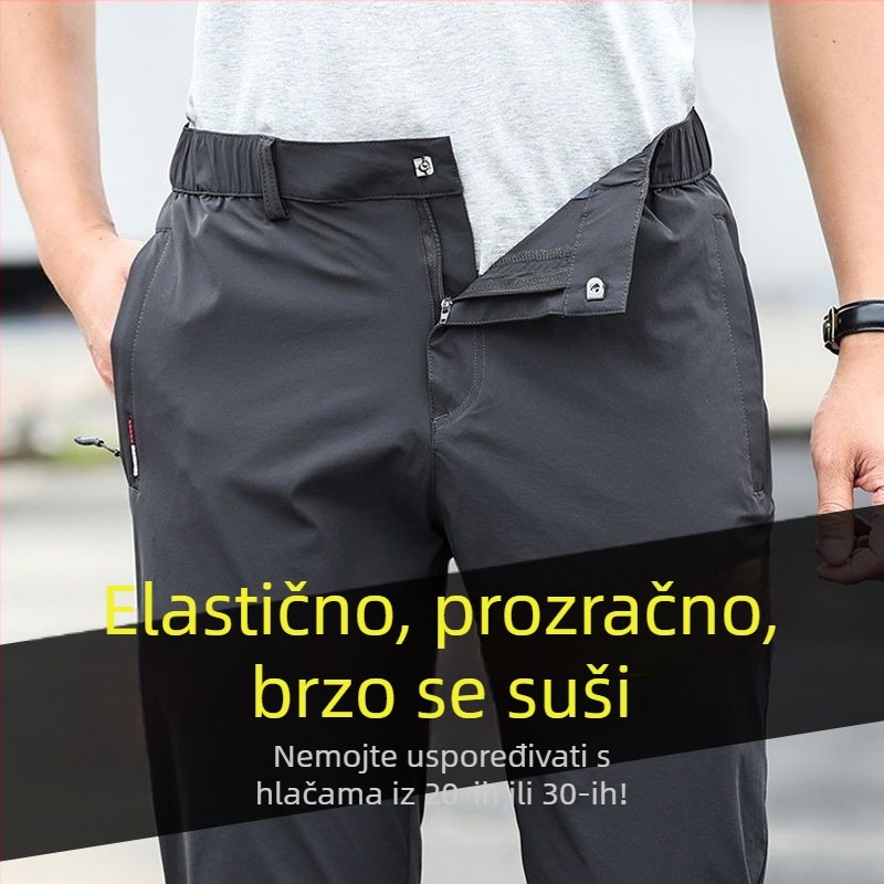 Muške Ice Silk hlače za sport i slobodno vrijeme, ravni kroj, brzo suše, ljeto, plus veličina, tanak materijal