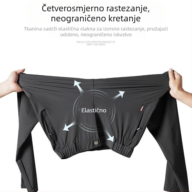 Muške Ice Silk hlače za sport i slobodno vrijeme, ravni kroj, brzo suše, ljeto, plus veličina, tanak materijal