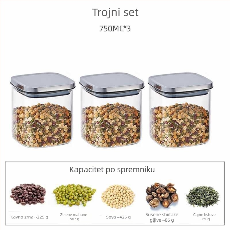 Staklena četvrtasta posuda za skladištenje, kineskog stila