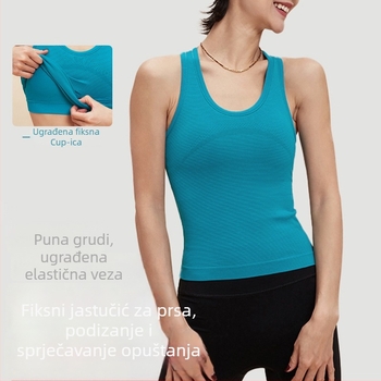 Sportski grudnjak sa širokim naramenicama, brzo sušenje Nylon-Spandex, duljina do struka, s umetkom za prsa