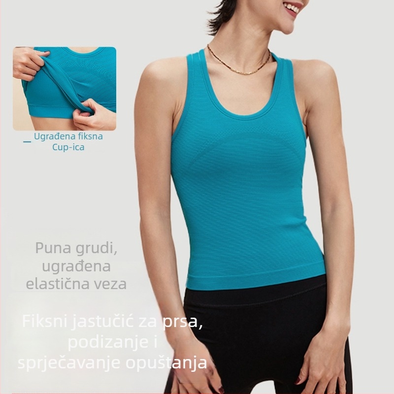 Sportski grudnjak sa širokim naramenicama, brzo sušenje Nylon-Spandex, duljina do struka, s umetkom za prsa