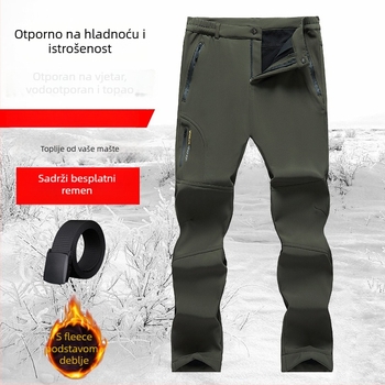 6819 Muške zimske outdoor hlače s fleecem, duga ravna nogavica, visok pas, debeli, sportsko-casual