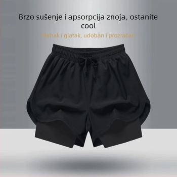 Muške sportske bodybuilding kratke hlače, srednji pojas, poliester 95% smjesa, kratka duljina, mikroelastične