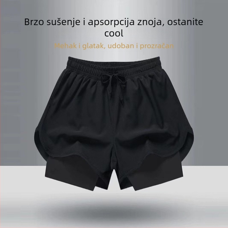 Muške sportske bodybuilding kratke hlače, srednji pojas, poliester 95% smjesa, kratka duljina, mikroelastične