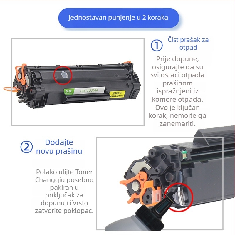 Long Autumn CC388XX toner kaseta za HP LaserJet M126a/M126nw, M1136, P1108 – 3000 stranica, visoka kapaciteta, ponovno napunjiva, kompatibilna CC388A/CC388X