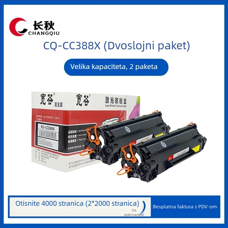 Long Autumn CC388XX toner kaseta za HP LaserJet M126a/M126nw, M1136, P1108 – 3000 stranica, visoka kapaciteta, ponovno napunjiva, kompatibilna CC388A/CC388X