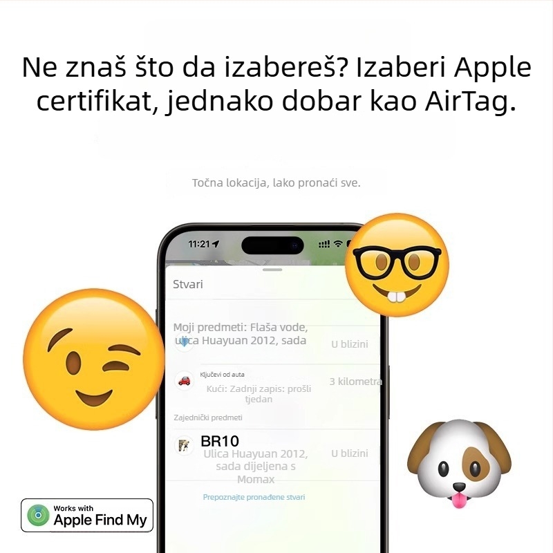 Momis Br10 TPU tag za lokalizaciju protiv gubitka za iOS, 10 g