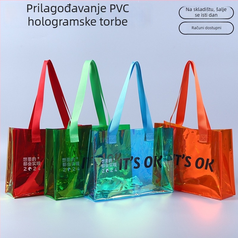 PVC laserska tote torba, prozirni PP plast, dvostruka debljina 60, De baby, mogućnost privatne oznake