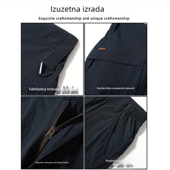 Planinske kampiranje radne hlače s flis podstavom, ravni kroj, visok struk, zatvarač, elastična tkanina