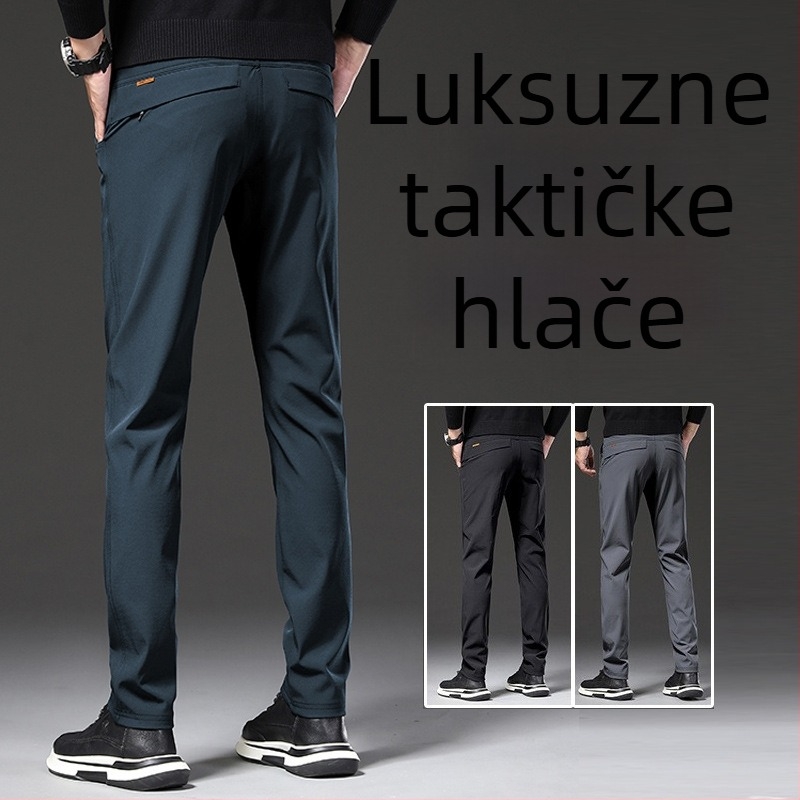 Planinske kampiranje radne hlače s flis podstavom, ravni kroj, visok struk, zatvarač, elastična tkanina