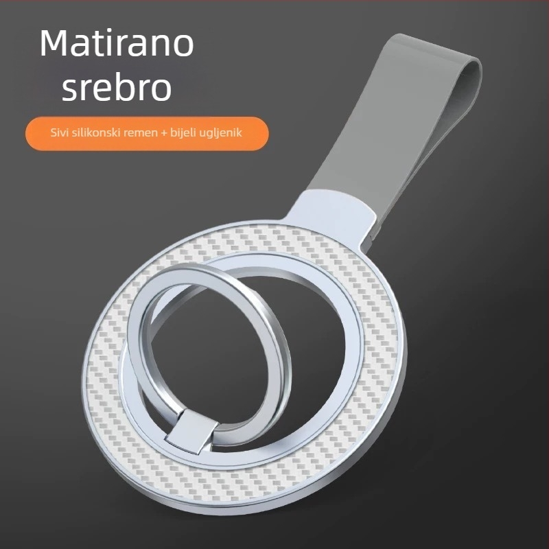 Držač prstena za telefon, magnetski, cinkova legura + silikon, universalno, prilagodljivo