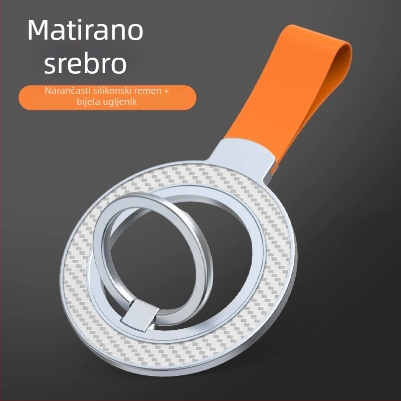 Držač prstena za telefon, magnetski, cinkova legura + silikon, universalno, prilagodljivo