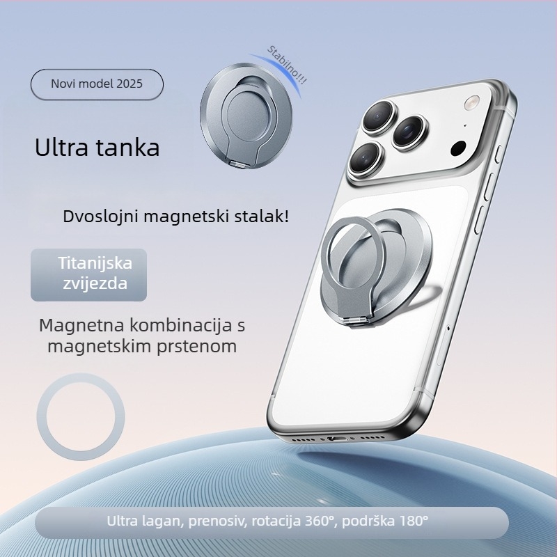 Držač za telefon s dvostrukim magnetskim prstenom i dvostrano MagSafe stražnjom naljepnicom, stolni držač za prijenos uživo • Brand Shuotu • Materijal: Legura • Stil: Univerzalni • Prilagodba: Podržana