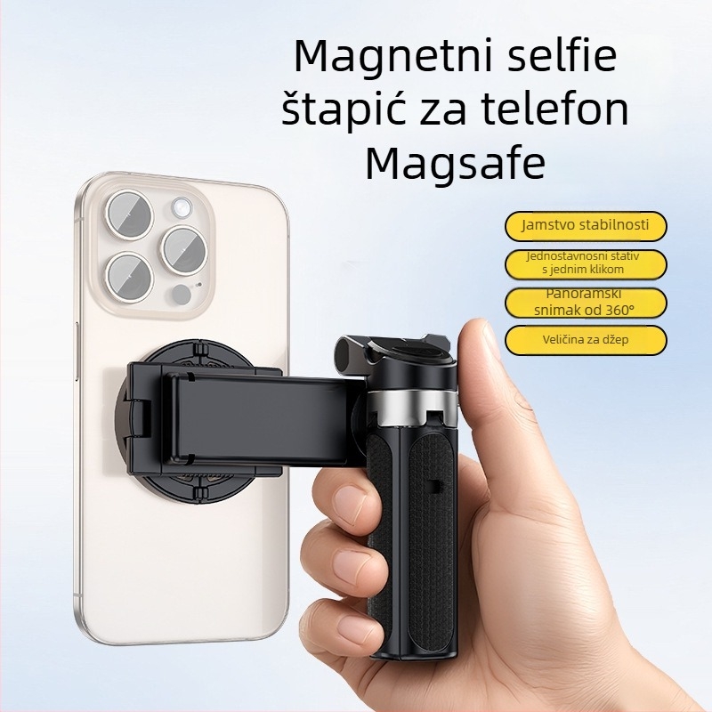 Selfie štapić s tripodom, prijenosni, sklopivi, aluminijska legura, daljinsko upravljanje, Bluetooth