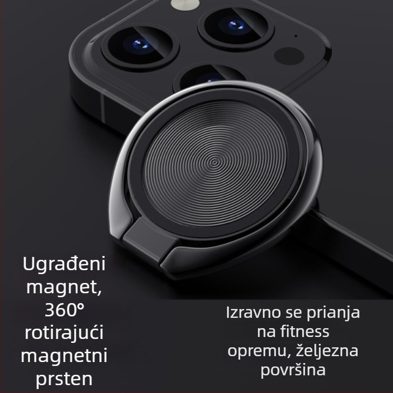 Can magnetski držač za telefon s metalnim prstenom, cinkova legura, univerzalno, 360° rotacija, mogućnost prilagođenog logotipa, kompatibilan Apple/Huawei/Xiaomi/Vivo/Oppo