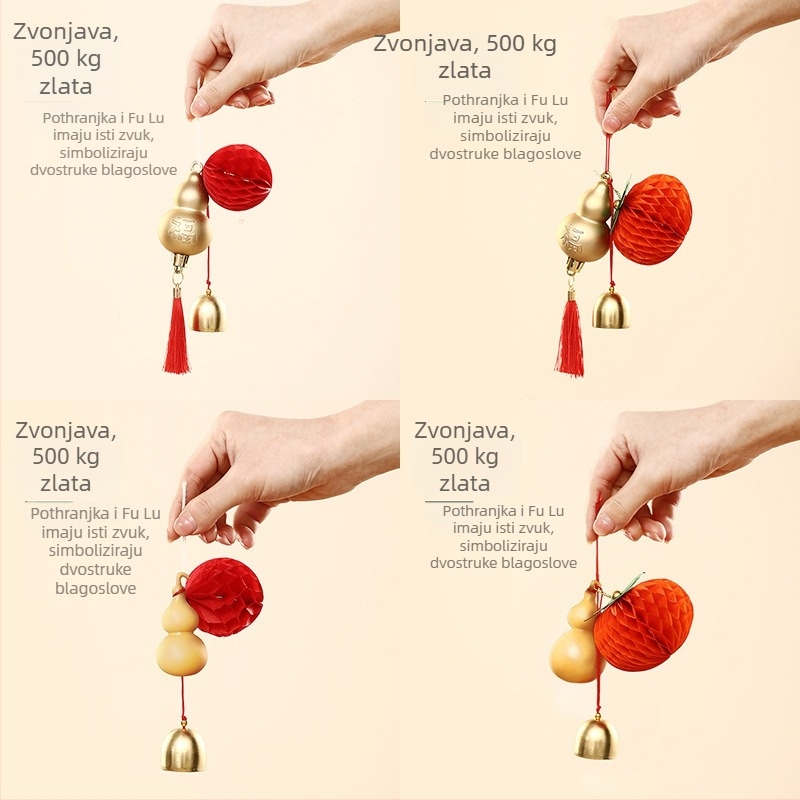 Dekorativni privezak s tikvicastim zvončićem za 2026. godinu — Kina Nova godina, viseći ukras, Happy togethers, pakiranje Opp vrećica, materijal Drugo