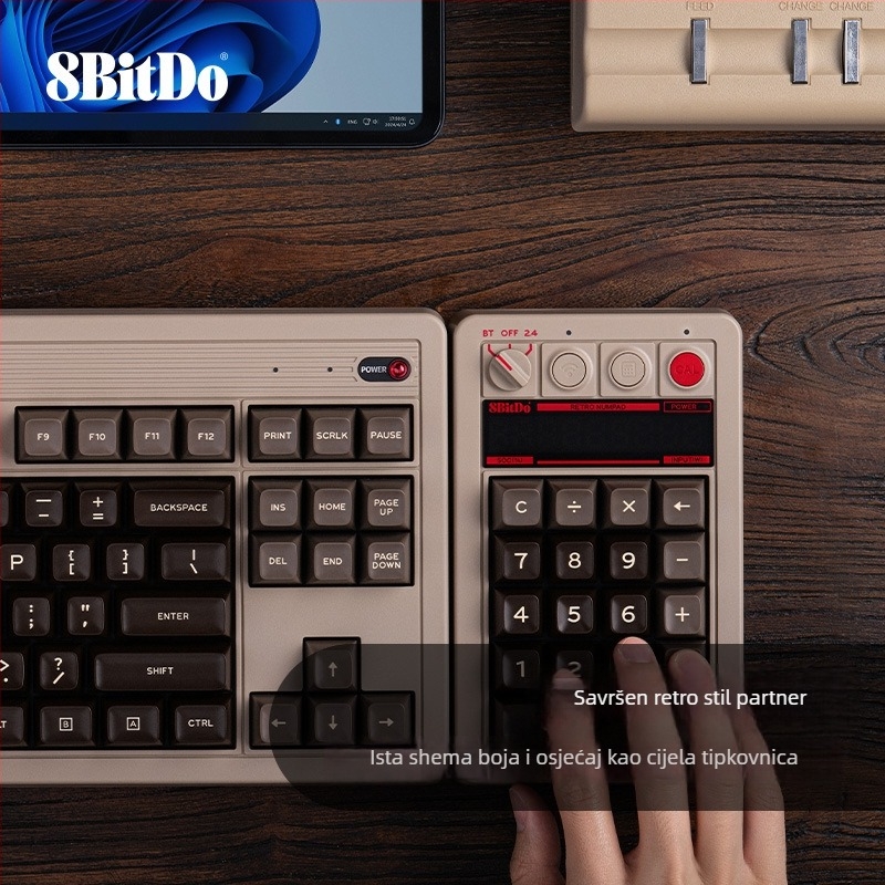 Baritang Retro18 mehanička numerička tipkovnica, tro-modni način povezivanja za PC, uključuje 2,4G prijemnik i USB kabel, težina 596 g