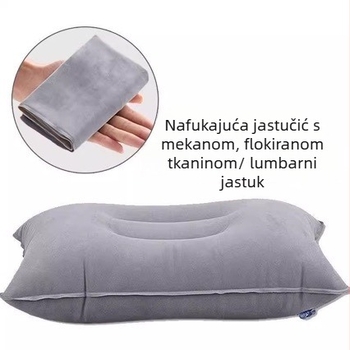 Nafukljiv jastuk za vrat za putovanja, U-oblik, PVC, težina 80 g, za 1 osobu