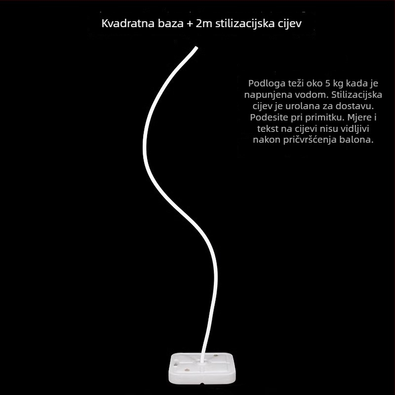 Vjenčani pozadinski luk s fleksibilnim cijevima od aluminijsko-plastičnog i PVC-a, nepravilno balonasto oblikovane cijevi, veliki papirnati cvjetni stabljice