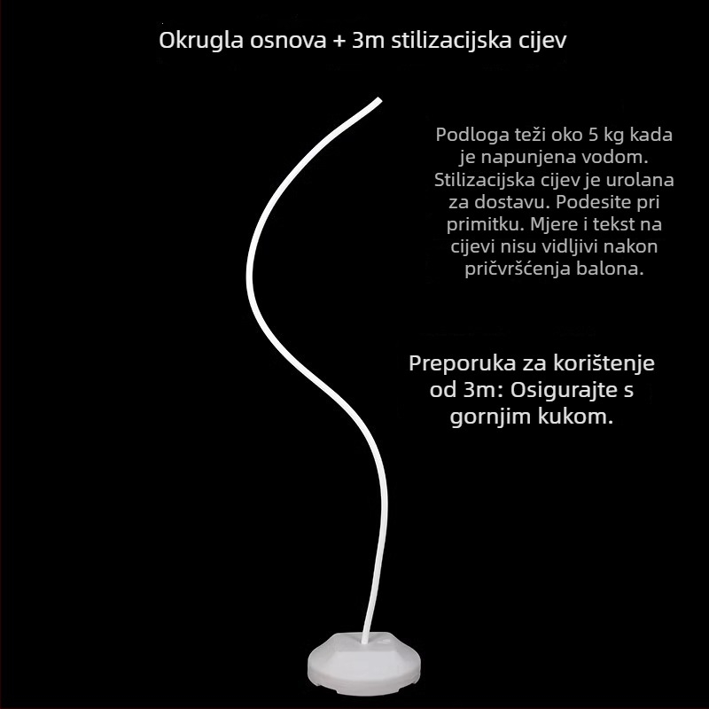 Vjenčani pozadinski luk s fleksibilnim cijevima od aluminijsko-plastičnog i PVC-a, nepravilno balonasto oblikovane cijevi, veliki papirnati cvjetni stabljice