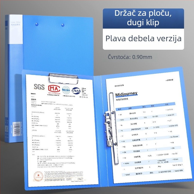 A4 dokument folder s dvostrukim čvrstim klipom, plastični, debljina ploče 75