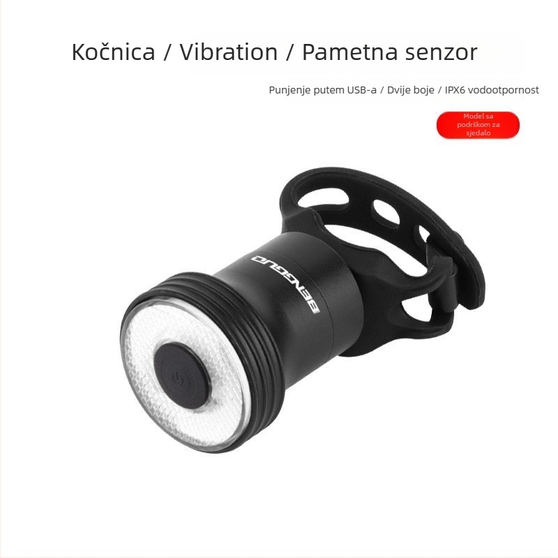 Stražnja svjetiljka za bicikl s senzorem inteligentnog kočenja i noćnim upozorenjem za planinske bicikle