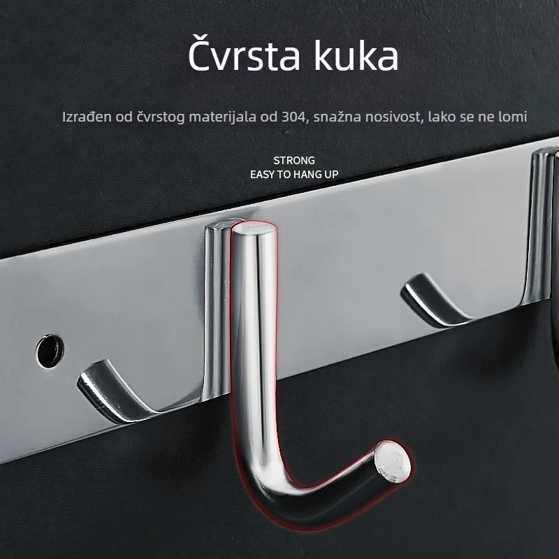 Bezbušični 304 nehrđajući čelični kukovi za vrata kuhinje i kupaonice — zidno skladištenje i vješanje odjeće, jednostavan moderni stil, CUPC certifikat