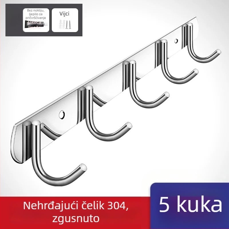 Bezbušični 304 nehrđajući čelični kukovi za vrata kuhinje i kupaonice — zidno skladištenje i vješanje odjeće, jednostavan moderni stil, CUPC certifikat