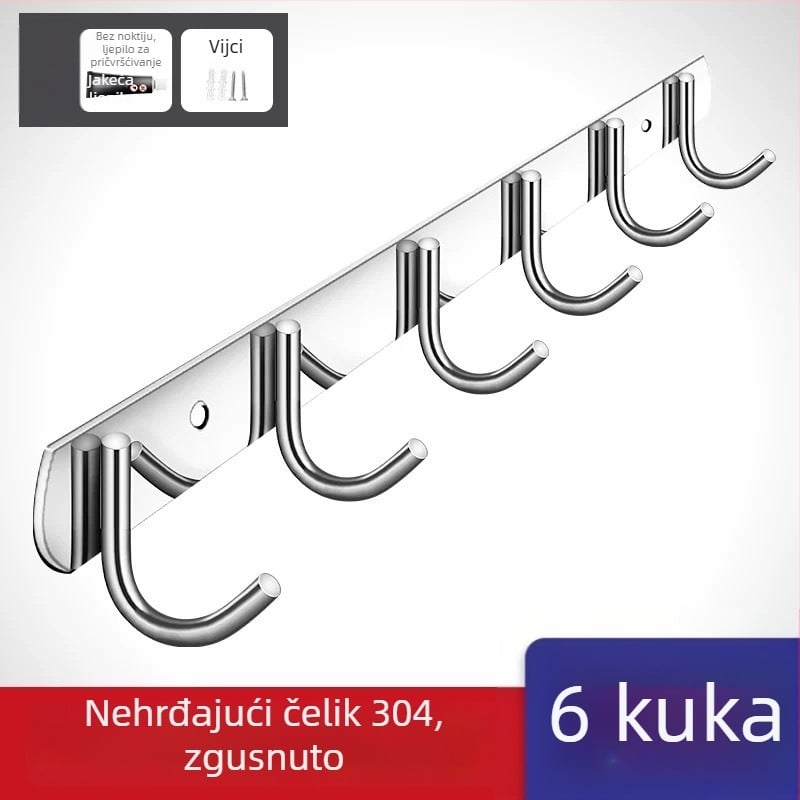 Bezbušični 304 nehrđajući čelični kukovi za vrata kuhinje i kupaonice — zidno skladištenje i vješanje odjeće, jednostavan moderni stil, CUPC certifikat
